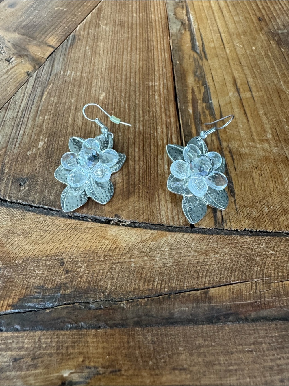 Silver Floral Dangle Earrings - Women Jewelry